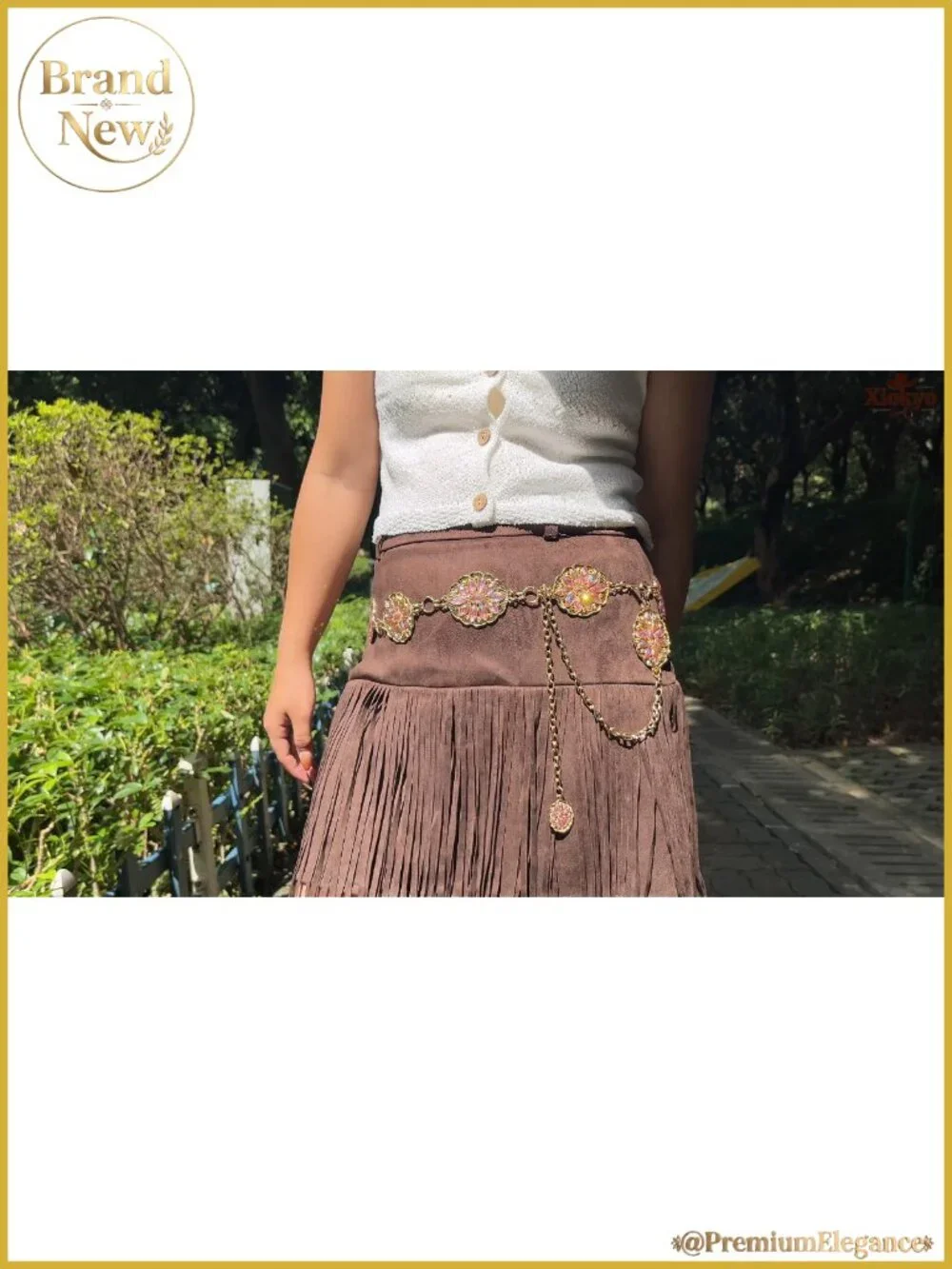 Rhinestone Concho Chain Belt Alloy Western Waist Chain for Dresses Party